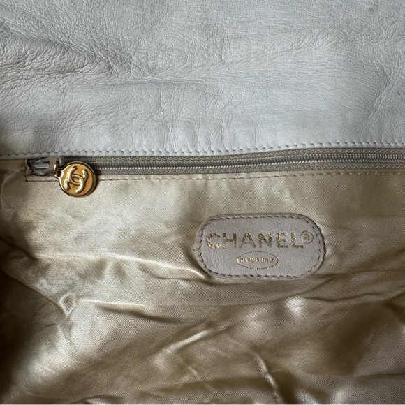 Chanel Vintage Canvas XL Drawstring Crossbody Tote in Yellow - Picture 12 of 14